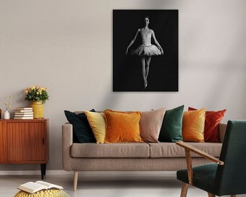 Balletdanser in zwartwit staand 01