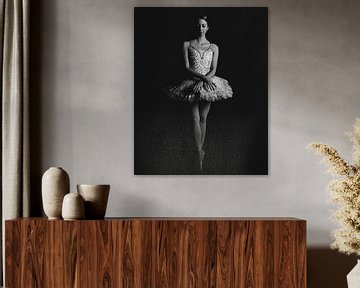 Ballet dancer in black and white standing 04 by FotoDennis.com