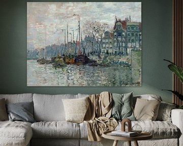 Gezicht op de Prins Hendrikkade en de Kromme Waal in Amsterdam, Claude Monet