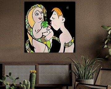 L'homme, la femme, un fruit et le serpent.