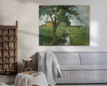 Farm Einstellung mit Vordergrund Baum und Bewässerung Graben, Piet Mondrian