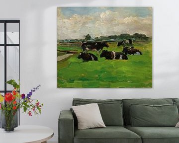Landschap met groep van vijf koeien, Piet Mondriaan