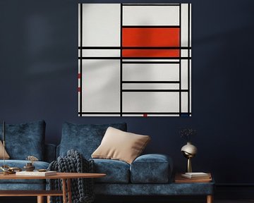 Compositie van rood en wit; Nom 1,Compositie nr. 4 met rood en blauw, Piet Mondriaan