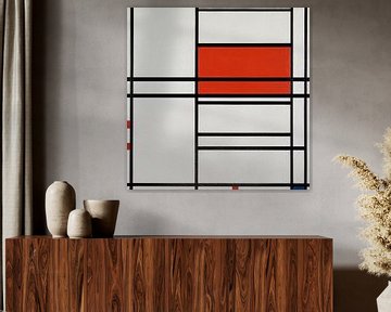 Compositie van rood en wit; Nom 1,Compositie nr. 4 met rood en blauw, Piet Mondriaan