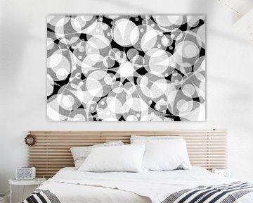 Abstract patroon van ronde vormen in zwart wit van Lisette Rijkers