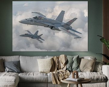 Twee Zwitserse McDonnell Douglas F/A-18C Hornets.