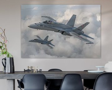 Twee Zwitserse McDonnell Douglas F/A-18C Hornets. van Jaap van den Berg