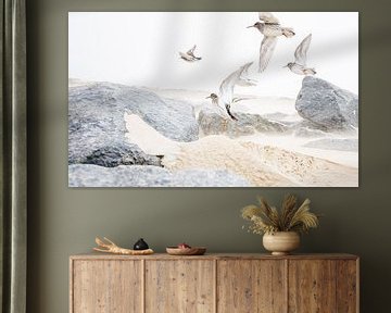 Vogels in zandstorm van Danny Slijfer Natuurfotografie