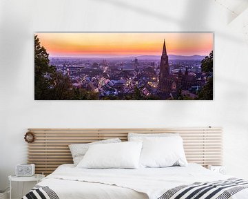 Freiburg im Breisgau bei Nacht XXL-Panorama der Skyline von Simon Dux
