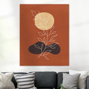 Minimalistisch abstract landschap met een plant in herfstkleuren (gezien bij vtwonen) van Tanja Udelhofen