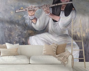 Meisje met de Fluit. Zilveren Sonate; van Veronika Fraile Art