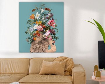 Portret van een bruid met een boeket bloemen van toon joosen