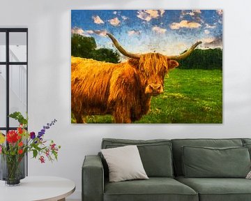 Colourfully painted portrait of a Scottish Highlander by Arjen Roos