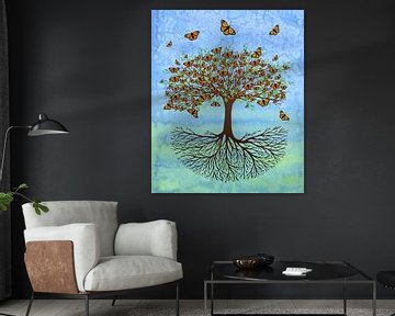 Baum des Lebens mit Schmetterlingen von Bianca Wisseloo