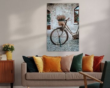 Bicycle with flour in bin. by Milene van Arendonk