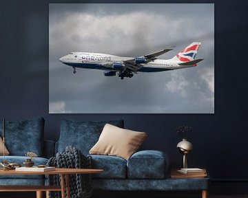 Boeing 747-400 van British Airways in One World Livery klaar voor de landing op Londen Heathrow. van Jaap van den Berg