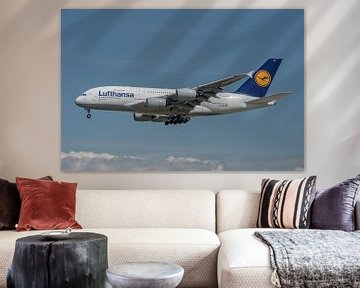 Lufthansa Airbus A380 passagiersvliegtuig. van Jaap van den Berg
