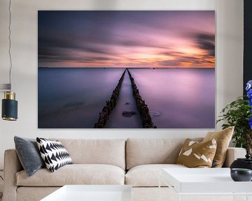 Das Ijsselmeer bei Sonnenuntergang von Damien Franscoise