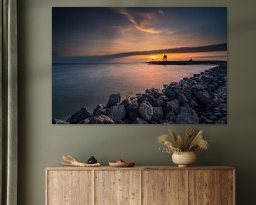 Zonsondergang aan het Ijsselmeer van Damien Franscoise