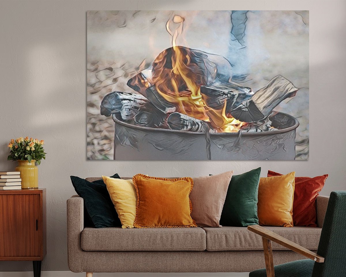 Voorbeeld van het werk in een kamer