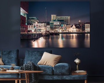 Citylights aan het Bonapartedok bij het MAS in Antwerpen I van Daan Duvillier | Dsquared Photography