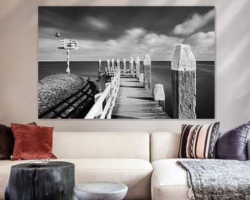 Jetty in black and white on Vlieland