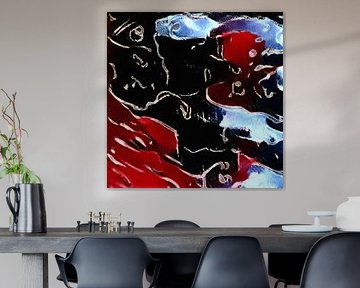 Abstrait en rouge bleu noir sur Maurice Dawson