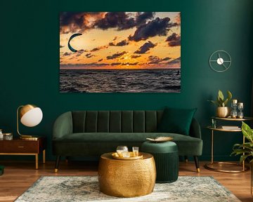 Surfing in a Sunset on a beach landscape photography