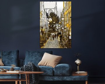 Golden Drawing Kloksteeg Leiden Netherlands by Hendrik-Jan Kornelis