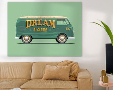 Vintage bus Dream reclame lettering van Ruben Ooms