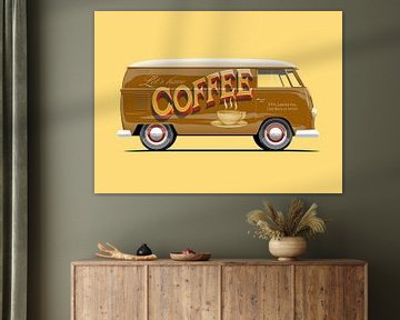 Vintage Bus Kaffee Werbung Schriftzug von Ruben Ooms