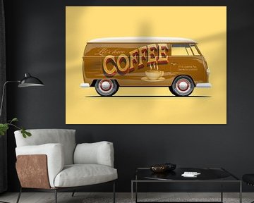 Vintage Bus Kaffee Werbung Schriftzug von Ruben Ooms
