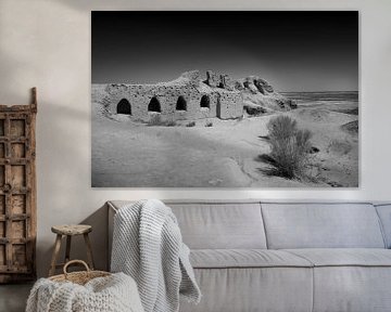 Fort Toprak-Kala Oezbekistan in zwartwit van Yvonne Smits