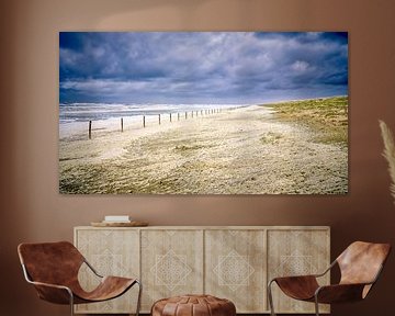 Tempête le long de la côte avec les dunes, la plage et la mer du Nord sur eric van der eijk