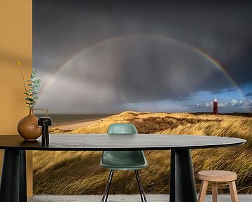 A rainbow above the Ouddorp lighthouse by Ellen van den Doel