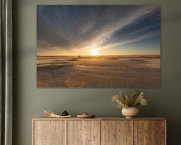 Sunset on the beach of Zeeland by Peter Haastrecht, van