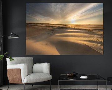 Coucher de soleil sur la plage de Zeeland sur Peter Haastrecht, van