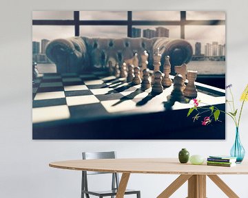 Chessboard in room by Bert-Jan de Wagenaar