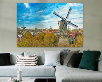 Verschildering molens Schiedam van Frans Blok