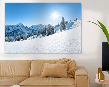 Sunny view in winter in the Allgäu and its mountain scenery by Leo Schindzielorz