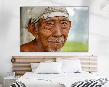 portret oude man, Bali, Indonesie van Jan Fritz