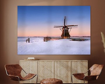 Windmühle Het Zwaantje bei Nijemirdum - Friesland im Winter von Marijn Alons