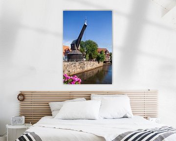 Oude kraan, Lüner molen, Ilmenau, Oude stad, Lüneburg, Nedersaksen, Duitsland, Europa
