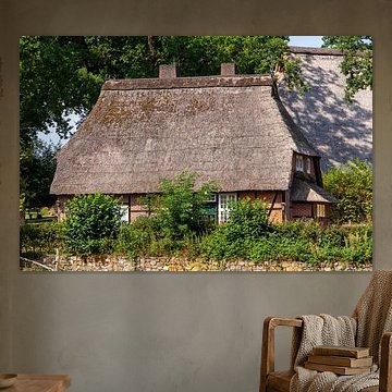 Historic farmhouse, Wilsede, Lüneburg Heath, Lower Saxony, Germany