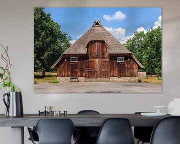 Historischer Schafstall, Wilsede, Lüneburger Heide, Niedersachsen, Deutschland