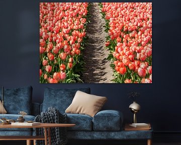 Tulpen veld - roze van Henk Alblas