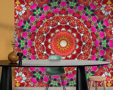 Zoethoudertjes Mandala in Rood (Vintage en Bohemian) van Caroline Lichthart