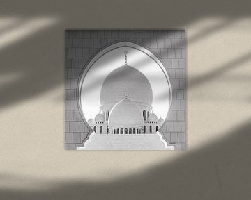 Kuppel der Scheich Zayid Moschee in Abu Dhabi in schwarz-weiss von Dieter Walther