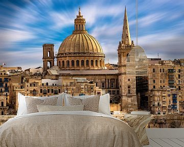 Architecture skyline old town with cathedral in Valletta on Malta by Dieter Walther