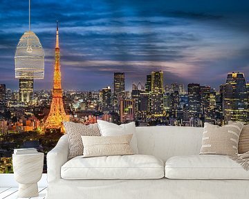 Nächtliche Skyline von Tokio von Michael Abid
